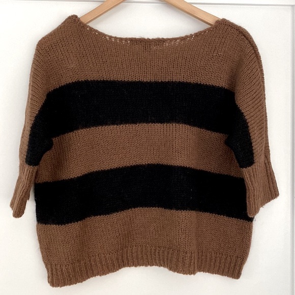 H&M wool knit top brown/ black strips size L ⭐️⭐️⭐️⭐️ - Picture 3 of 10